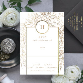 Premium Elegant Guld Monogram utandning Bröllop OSA Kort