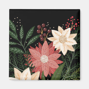Premium Elegant Poinsettia Helgdag Watercolor Magnet