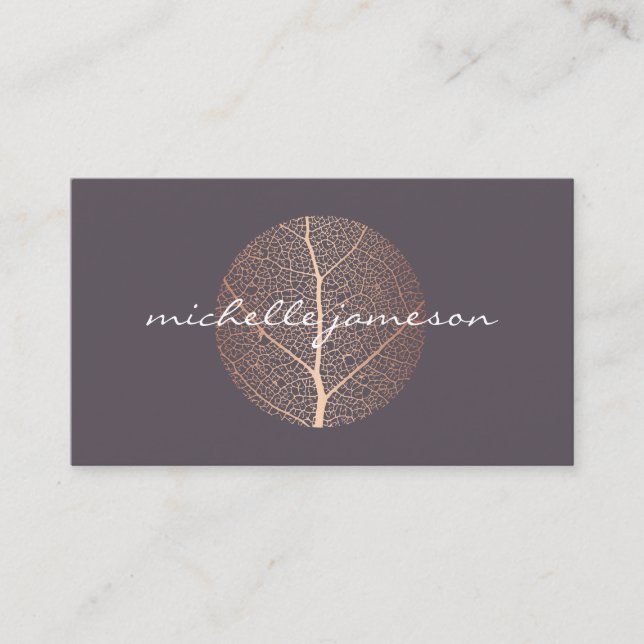 Premium Elegant Ro Guld Löv Logotyp Visitkort (Framsida)