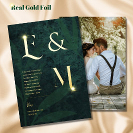 Premium Emerald Grönt Guld Monogram PHOTO Bröllop