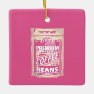 Premium espresso-kaffebönor rosa food pop julgransprydnad keramik