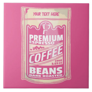 Premium espresso-kaffebönor rosa food pop kakelplatta
