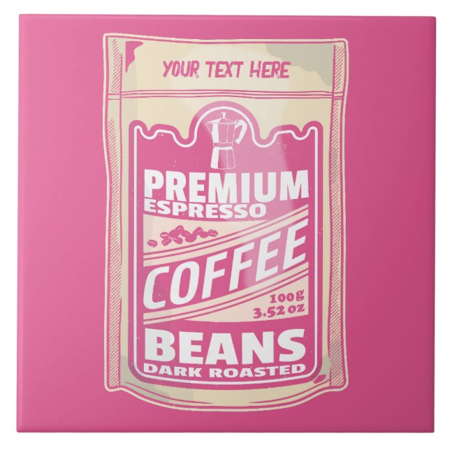 Premium espresso-kaffebönor rosa food pop kakelplatta (Framsidan)