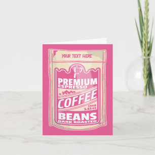 Premium espresso-kaffebönor rosa food pop kort