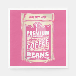 Premium espresso-kaffebönor rosa food pop pappersservett