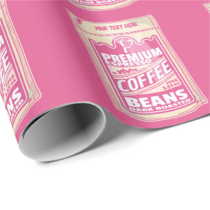 Premium espresso-kaffebönor rosa food pop presentpapper