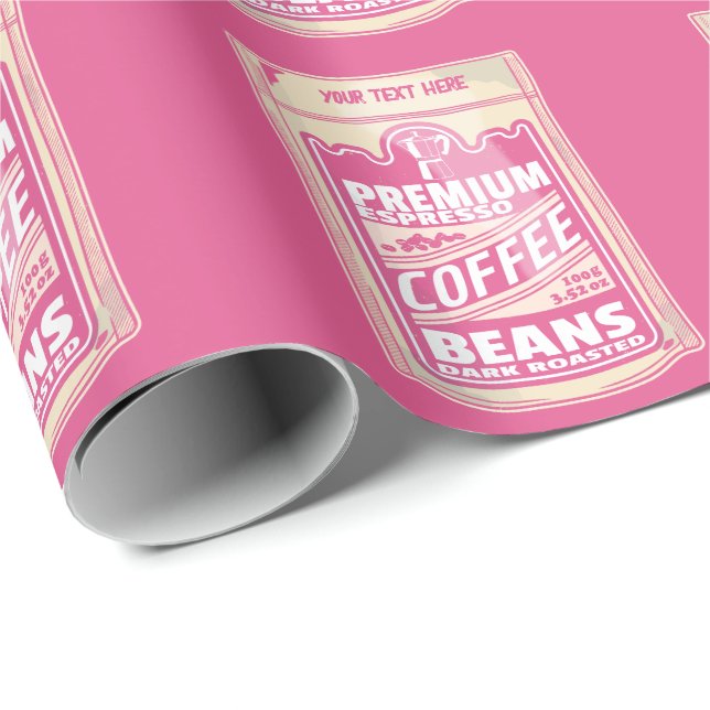 Premium espresso-kaffebönor rosa food pop presentpapper (Rullad Hörn)