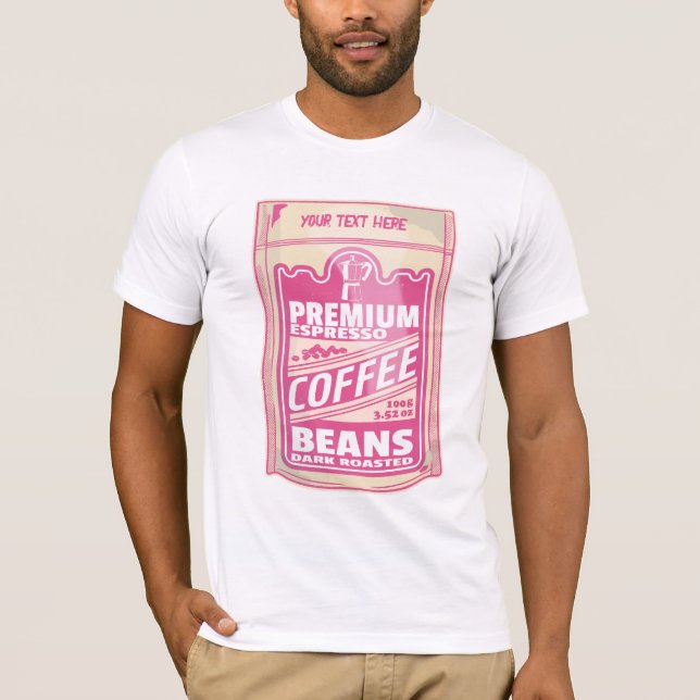Premium espresso-kaffebönor rosa food pop t shirt (Framsida)