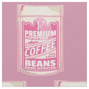 Premium espresso-kaffebönor rosa food pop tyg
