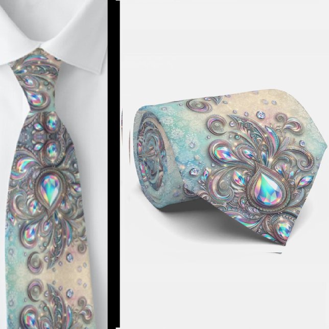 Premium falsk holografisk opal paisley halsduk slips (Skapare uppladdad)