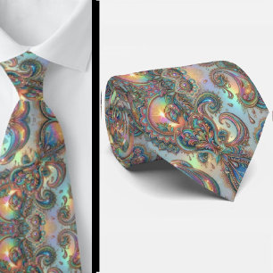 Premium Falsk Holografisk Opal Paisley Halsduk Slips