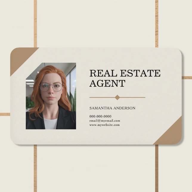 Premium Fastighetsmäklare med Foto Visitkort (Premium Real Estate Agent with Photo Business Card)