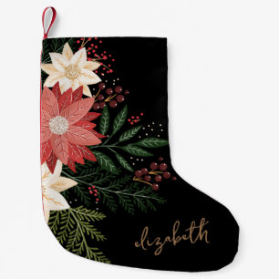 Premium Festive Poinsettia-Helgdag för eget namn Liten Julstrumpa