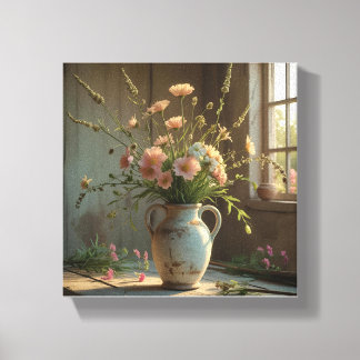 Premium Flower Pot Design Vintage-konst Canvastryck