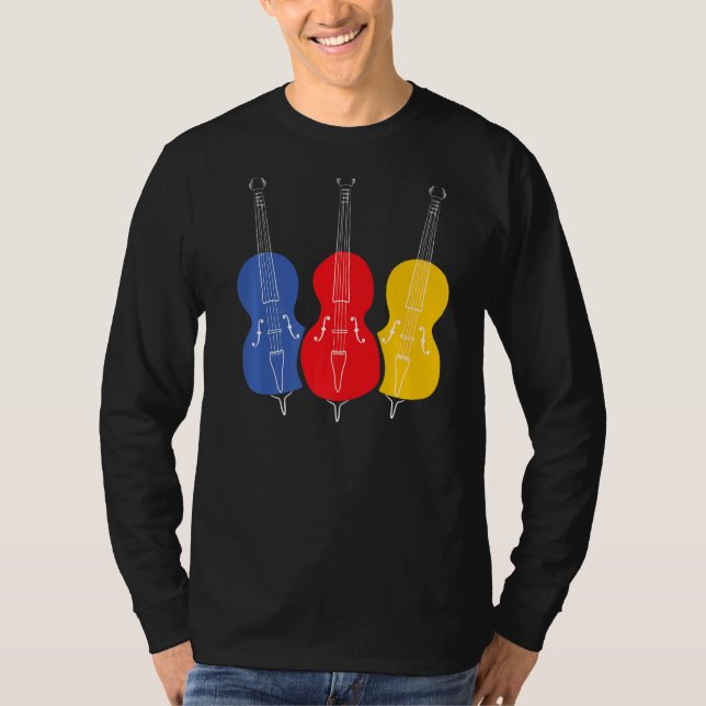 Premium för upphöjda bassträngssträngar för dubbla t shirt (Framsida)