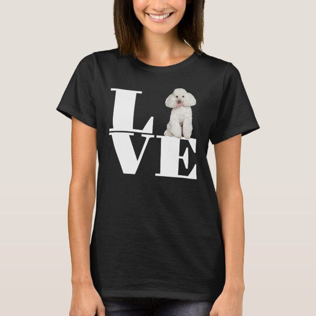 Premium för vit Pudel Älskare T Shirt (Framsida)
