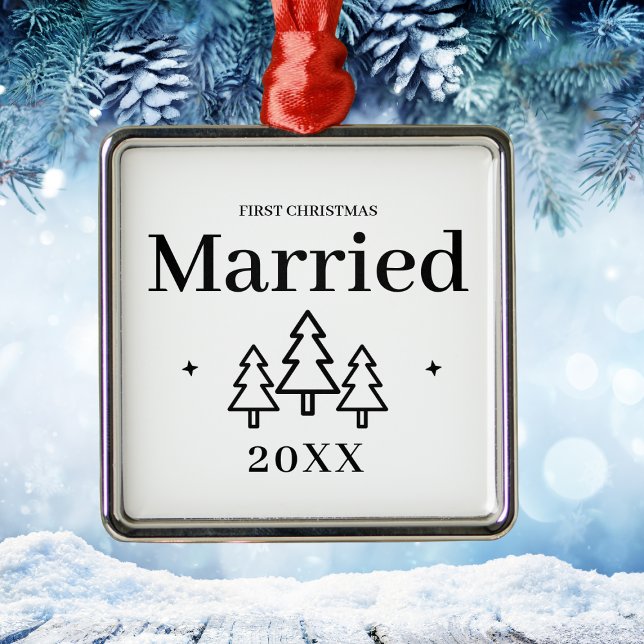 Premium - första jultomten, gift Keepsaké Bröllop Julgransprydnad Metall (Premium First Christmas Married Keepsake Wedding Metal Ornament)