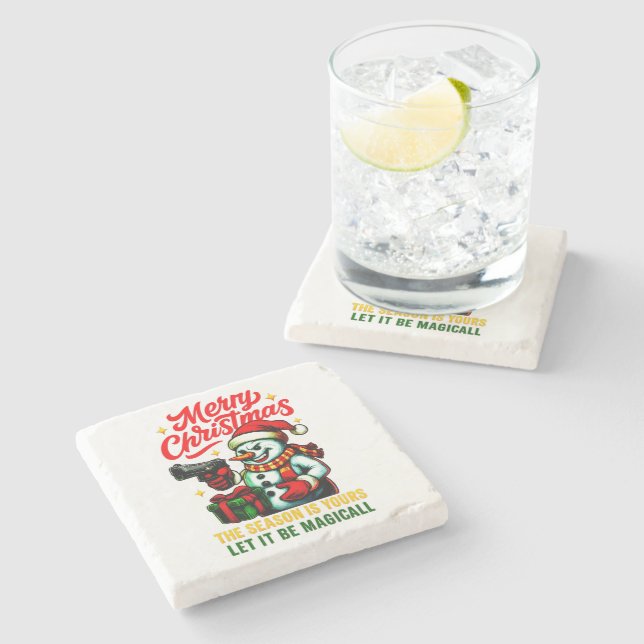 Premium Gangster Snowman Edgy Home Unique Christma Stenunderlägg (Sidan)