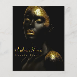 Premium Gold Beauty Studio Skylt Svart Lyx Salon Flygblad