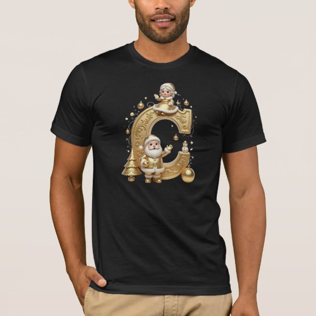 Premium Gold C Santa Men's Holiday Tee (Framsida)