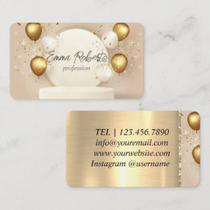 Premium Golden Balloons Luxury Birthday Visitkort