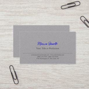 Premium Grått Blue Professional Plain Visitkort