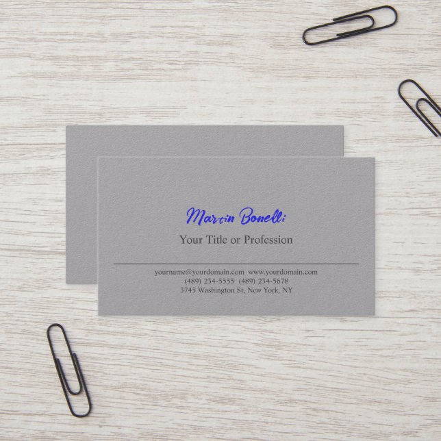 Premium Grått Blue Professional Plain Visitkort (Fram/Back In Situ)