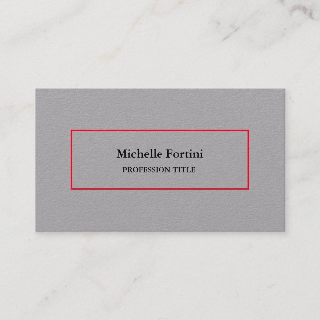 Premium Grått-Elegant, vanlig minimalistisk Visitkort (Framsida)