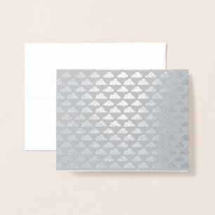 Premium Grått + Silver Foil Cloud Mönster Folierat Kort