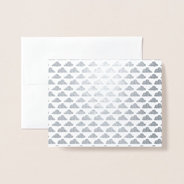 Premium Grått + Silver Foil Cloud Mönster Folierat Kort (Framsida med kuvert)