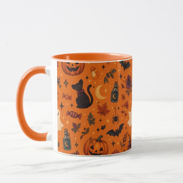 Premium Halloween-mugg – mysiga pumpor, spöken, fl Mugg (Vänster)