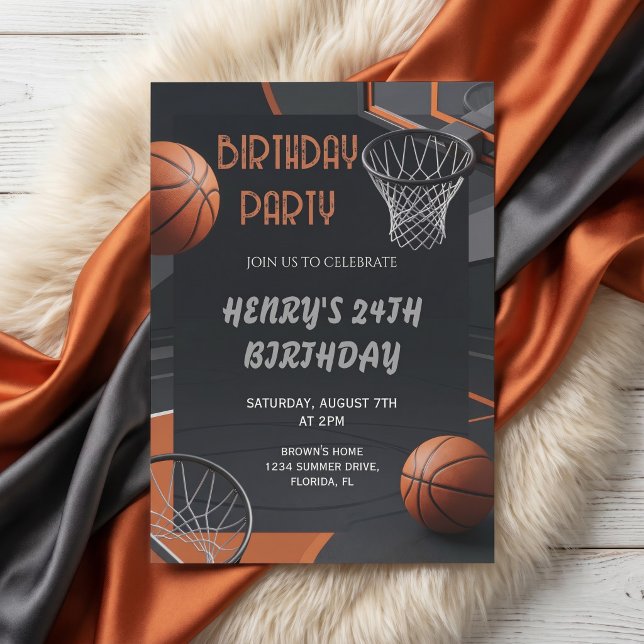 Premium inbjudan till basketfödelsedagsfest (Skapare uppladdad)