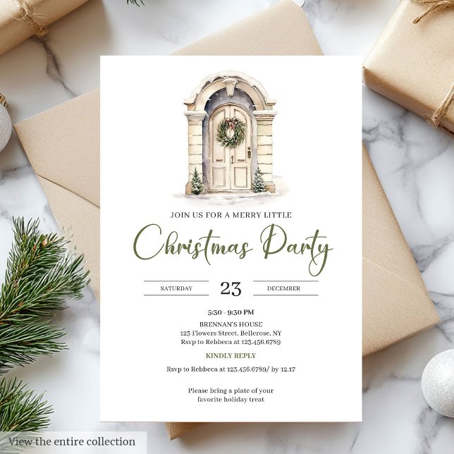 Premium Ivory Scandinavian Earthy Christmas Party Inbjudningar (Premium Ivory Scandinavian Earthy Christmas Party)