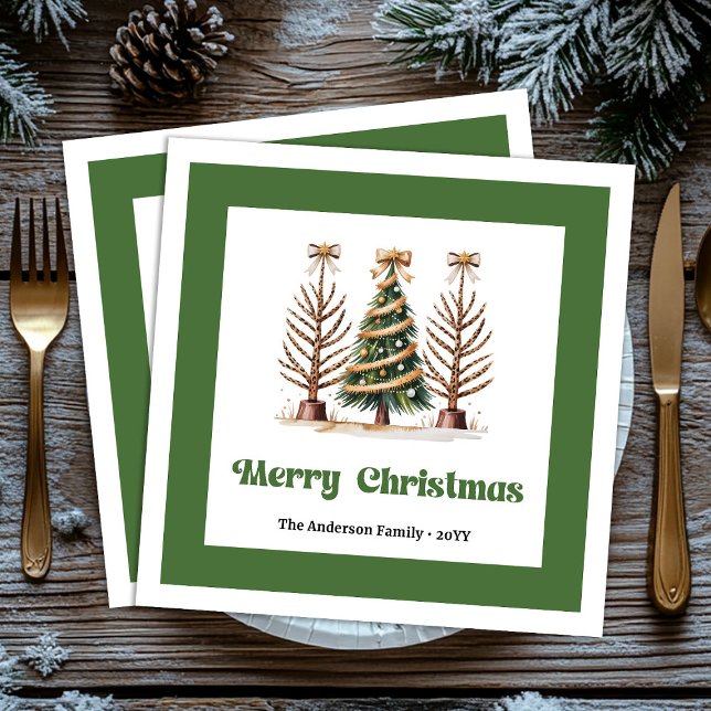 Premium julgran leopardtryck middagsservett pappersservett (Premium Christmas Tree Leopard Print Dinner Napkins!)