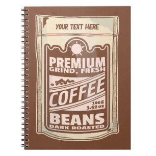 Premium-kaffebönor poster kafe Barista Anteckningsbok