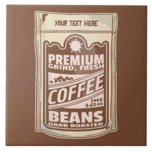 Premium-kaffebönor poster kafe Barista Kakelplatta