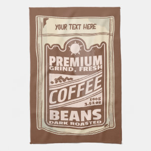 Premium-kaffebönor poster kafe Barista Kökshandduk