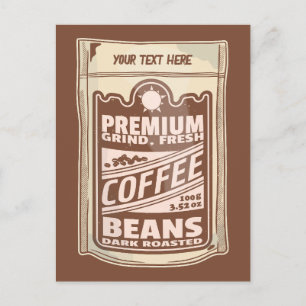 Premium-kaffebönor poster kafe Barista Vykort