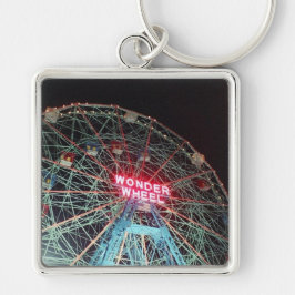 Premium Keychain för  hjul på natten Fyrkantig Silverfärgad Nyckelring