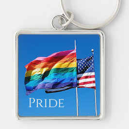 Premium Keychain (Pride) Fyrkantig Silverfärgad Nyckelring