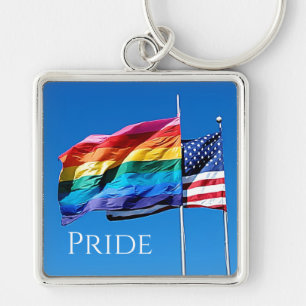 Premium Keychain (Pride) Fyrkantig Silverfärgad Nyckelring