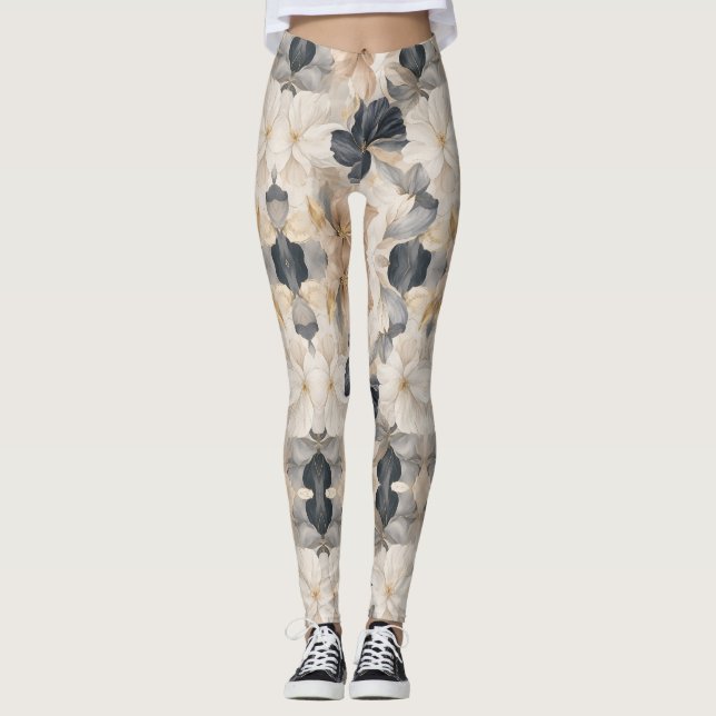 Premium Konstnärlig Blommig Abstraktion Leggings (Framsida)