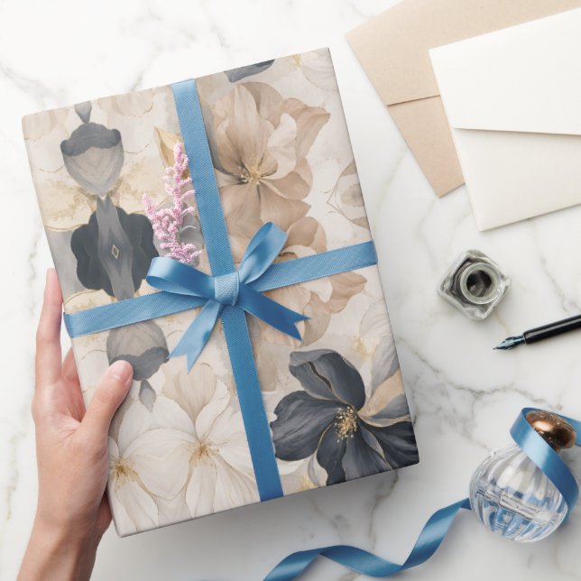Premium Konstnärlig Blommig Abstraktion Presentpapper (Gifting)