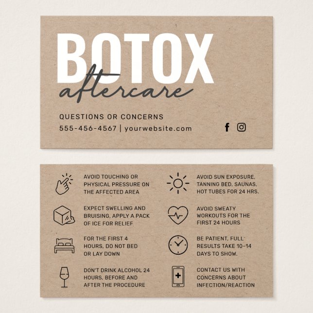 Premium Kraft Botox Instruction Card Visitkort (Framsida & baksida)
