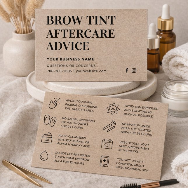 Premium Kraft Brow Tint-efterbehandlingskort Visitkort (Skapare uppladdad)