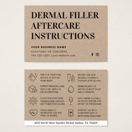 Premium Kraft Dermal Filler Aftercare Card Visitkort
