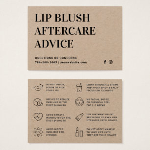 Premium Kraft Lip  Lip Tattoo-efterbehandlingskort Visitkort