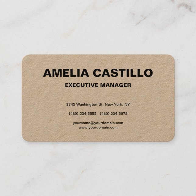 Premium Kraft Modern Elegant - enkel minimalistisk Visitkort (Framsida)