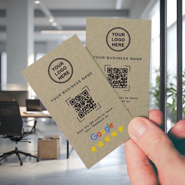 Premium Kraft QR-kod Google-recension Visitkort (Skapare uppladdad)