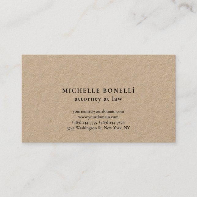 Premium Kraft Unikt advokat vid Law Simple Visitkort (Framsida)